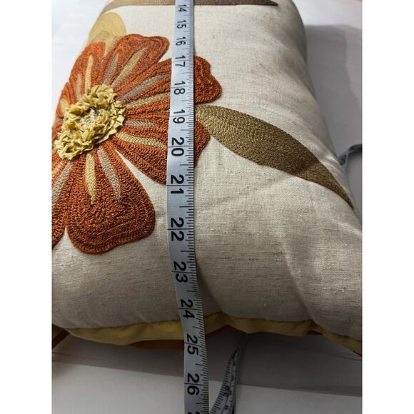 Vintage Pier1 Floral Cotton Linen Throw Pillow 24x13 Bohemian Accent Home Decor - Picture 8 of 11